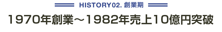 HISTORY02 創業期 1970年創業～1982年売上10億円突破