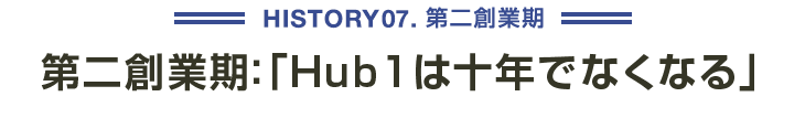 HISTORY07 第二創業期 第二創業期：「Hub1は十年でなくなる」